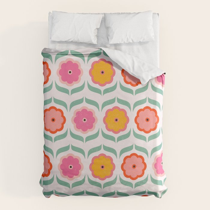 Bright Retro Geometric Pattern Duvet Cover