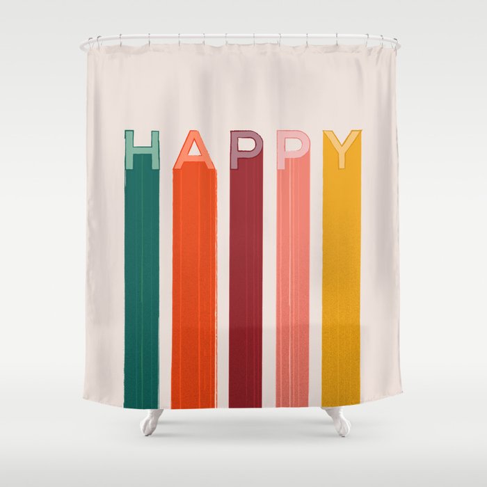 Happy Letters In Retro Colors Shower Curtain