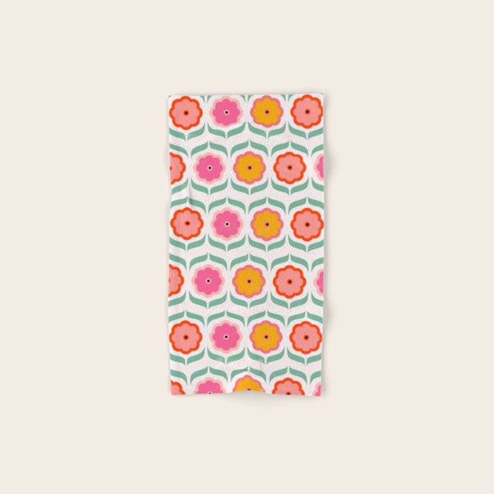 Bright Retro Geometric Pattern Bath Towel