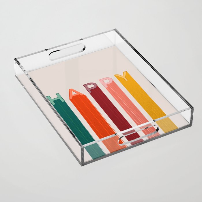 Happy Letters In Retro Colors Acrylic Tray