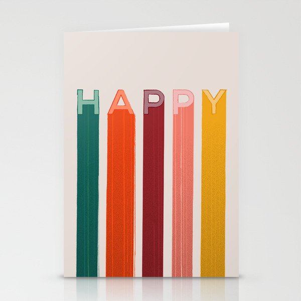 Happy Letters In Retro Colors Stationery Card