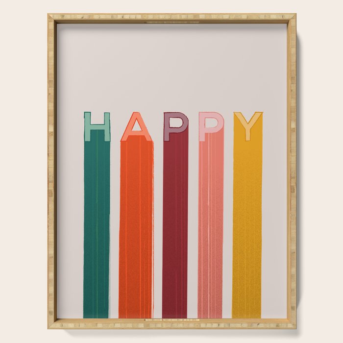 Happy Letters In Retro Colors Serving Tray