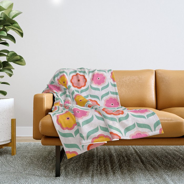Bright Retro Geometric Pattern Throw Blanket