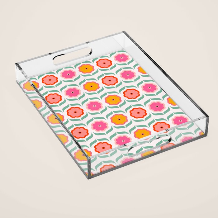 Bright Retro Geometric Pattern Acrylic Tray