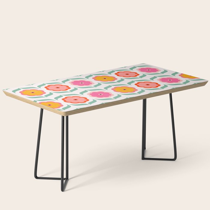 Bright Retro Geometric Pattern Coffee Table
