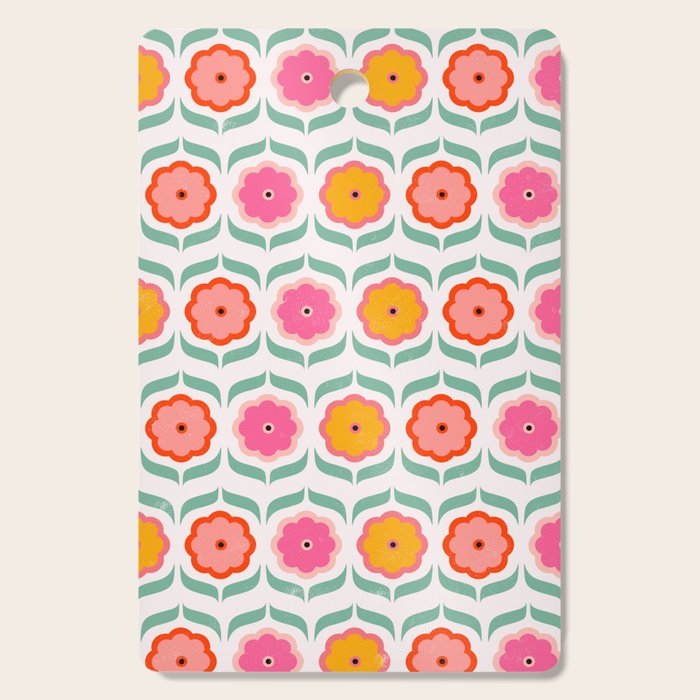 Bright Retro Geometric Pattern Cutting Board