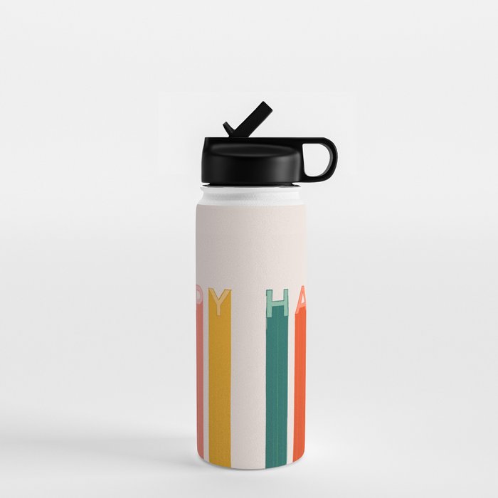 Happy Letters In Retro Colors Water Bottle