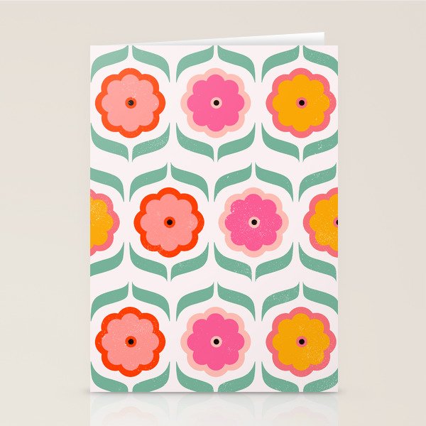 Bright Retro Geometric Pattern Stationery Card