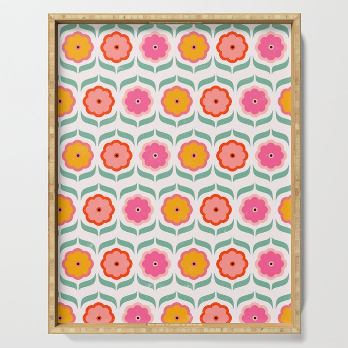 Bright Retro Geometric Pattern Serving Tray