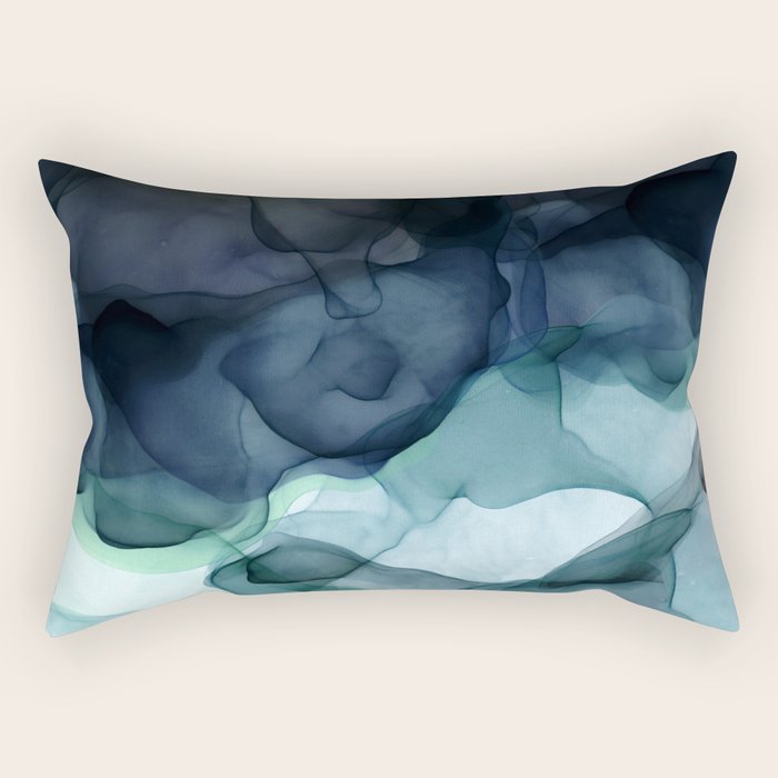 Night Blue Flowing Art Rectangular Pillow
