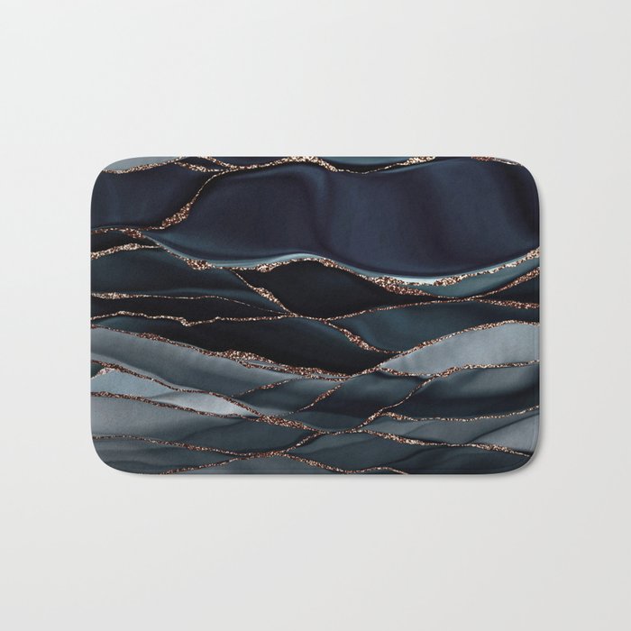 Midnight Marble Deep Ocean Waves Bath Mat