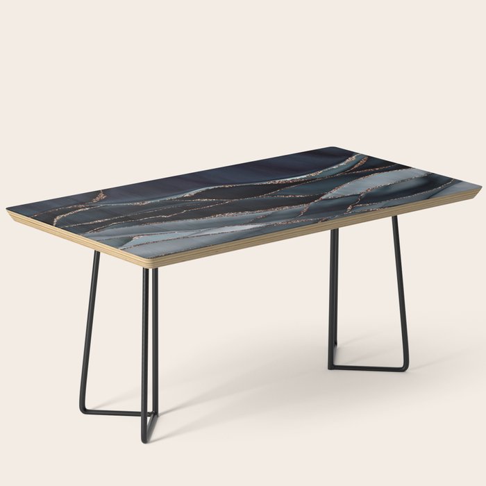 Midnight Marble Deep Ocean Waves Coffee Table