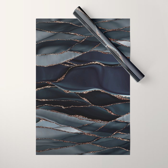 Midnight Marble Deep Ocean Waves Wrapping Paper