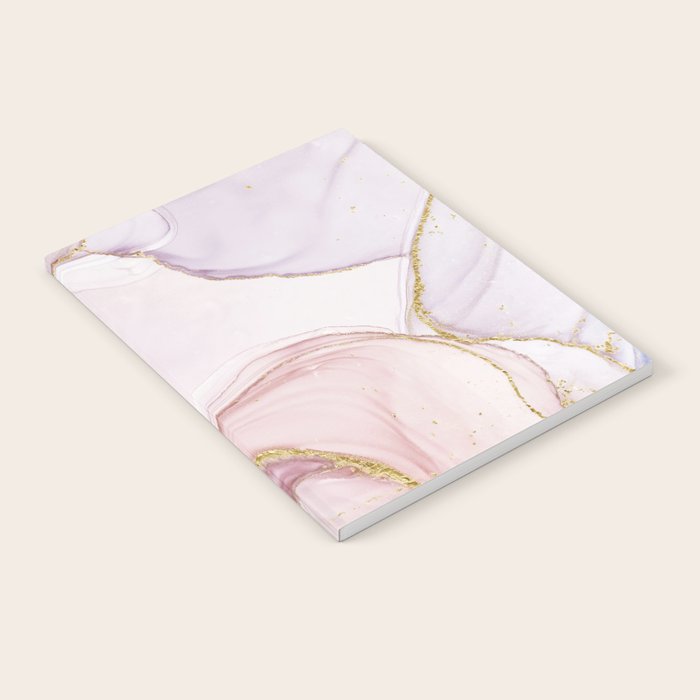 Blush Pink And Gold Alcohol Ink Marble Notebook
