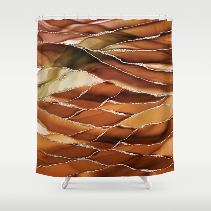Desert Hot Copper Marble Landscapes Shower Curtain