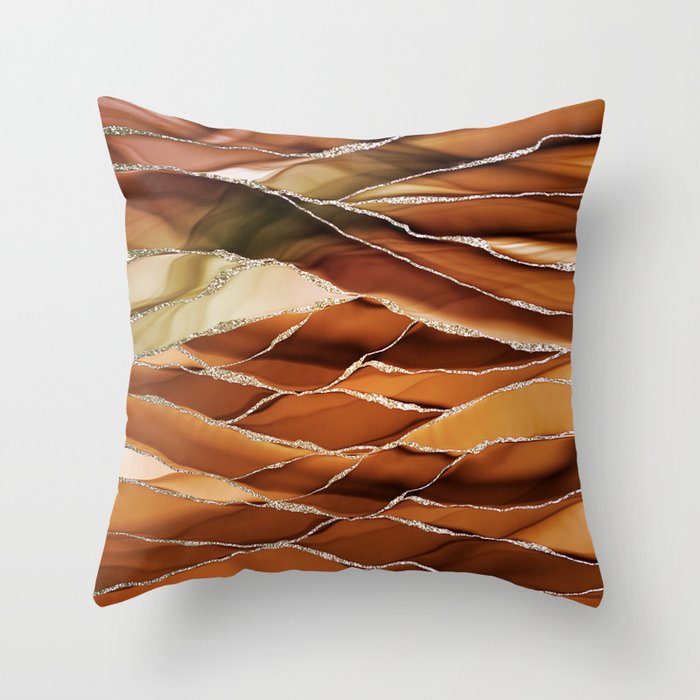 Desert Hot Copper Marble Landscapes Throw Pillow