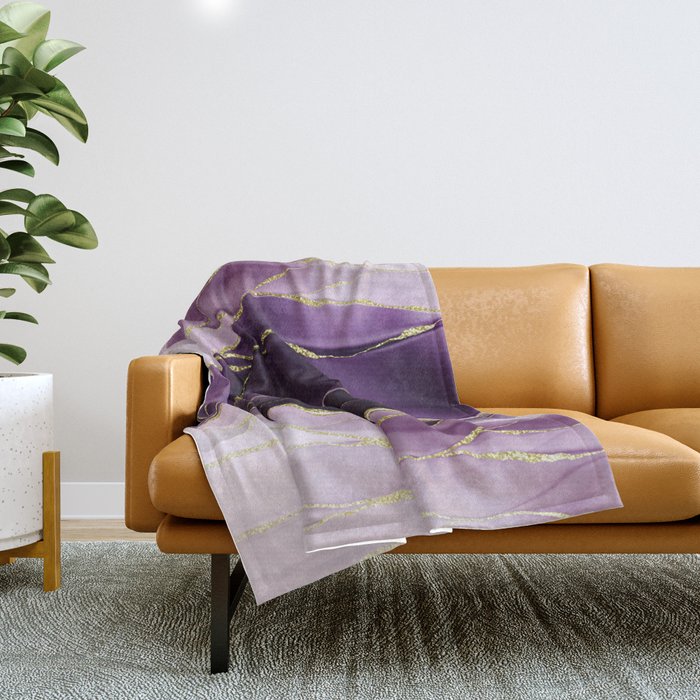 Day And Night Purple Marble Landscape Throw Blanket