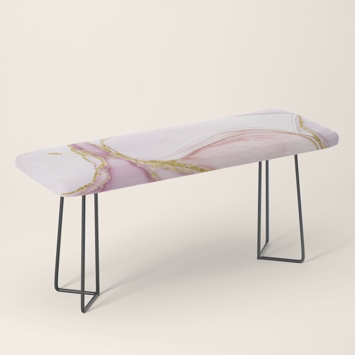 Blush Pink And Gold Alcohol Ink Marble Bench