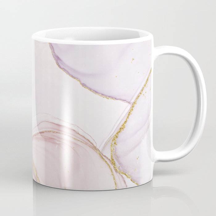 Blush Pink And Gold Alcohol Ink Marble Coffee Mug