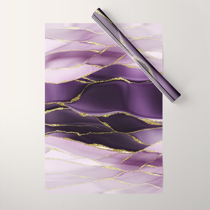 Day And Night Purple Marble Landscape Wrapping Paper