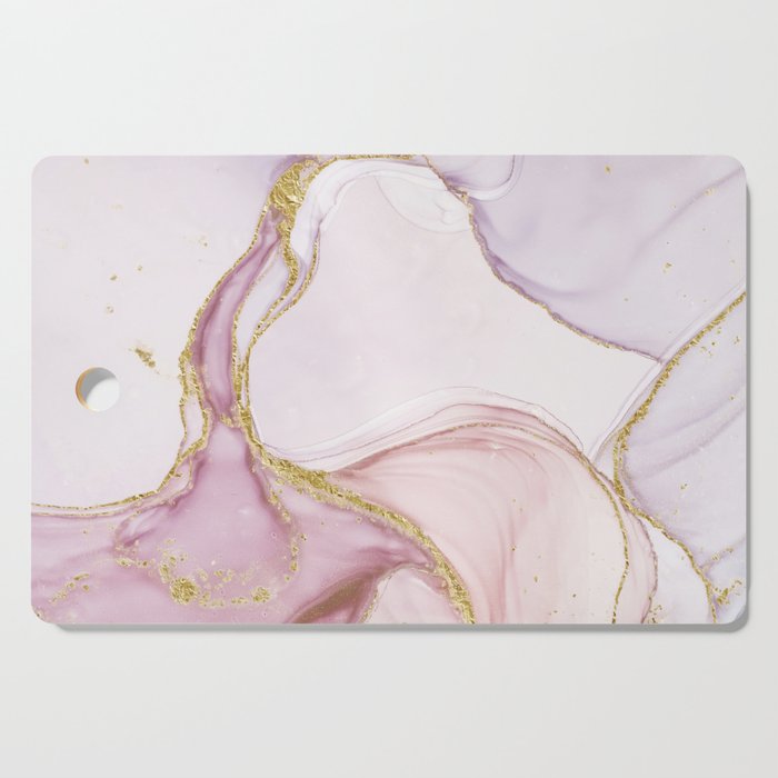 Blush Pink And Gold Alcohol Ink Marble Cutting Board