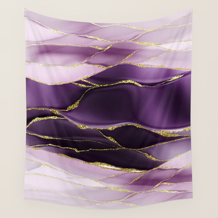 Day And Night Purple Marble Landscape Wall Tapestry