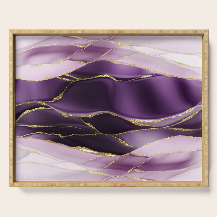 Day And Night Purple Marble Landscape Serving Tray
