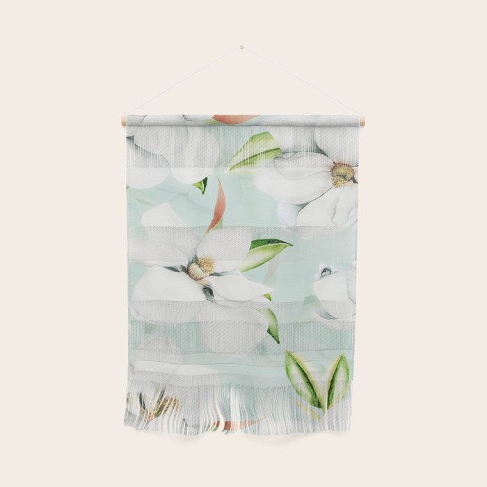 Hygge Magnolia Watercolor Pastel Flowers Wall Hanging