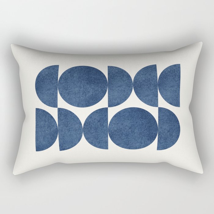 Blue Navy Retro Scandinavian Mid Century Modern Rectangular Pillow