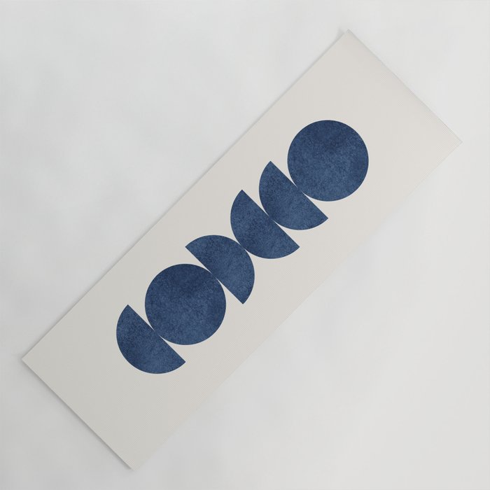 Blue Navy Retro Scandinavian Mid Century Modern Yoga Mat