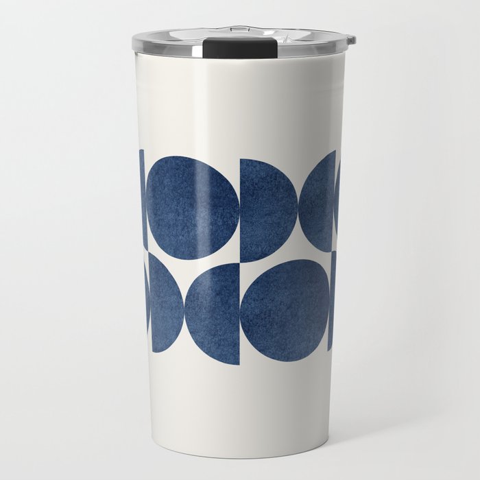 Blue Navy Retro Scandinavian Mid Century Modern Travel Mug
