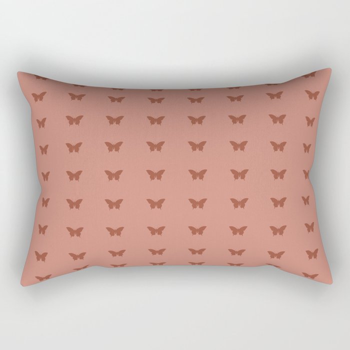 Butterfly Pattern - Red Rectangular Pillow
