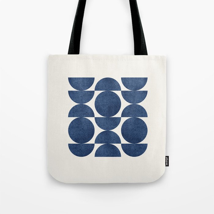 Blue Navy Retro Scandinavian Mid Century Modern Tote Bag