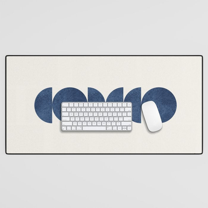 Blue Navy Retro Scandinavian Mid Century Modern Desk Mat