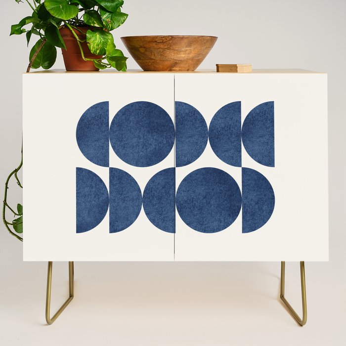 Blue Navy Retro Scandinavian Mid Century Modern Credenza