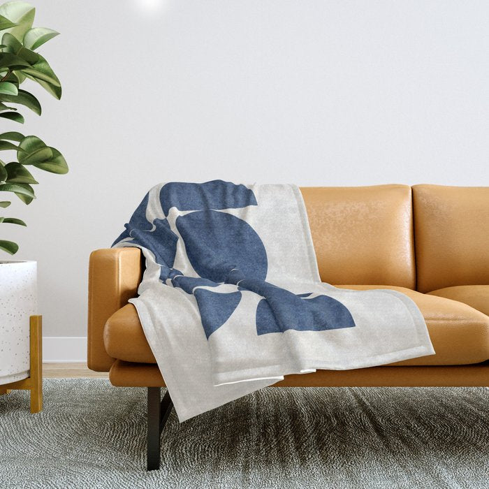 Blue Navy Retro Scandinavian Mid Century Modern Throw Blanket