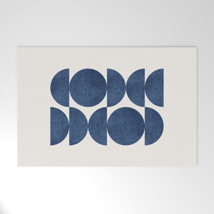 Blue Navy Retro Scandinavian Mid Century Modern Welcome Mat