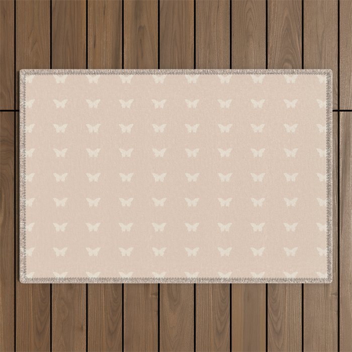 Butterfly Pattern - Neutral Pink Outdoor Rug
