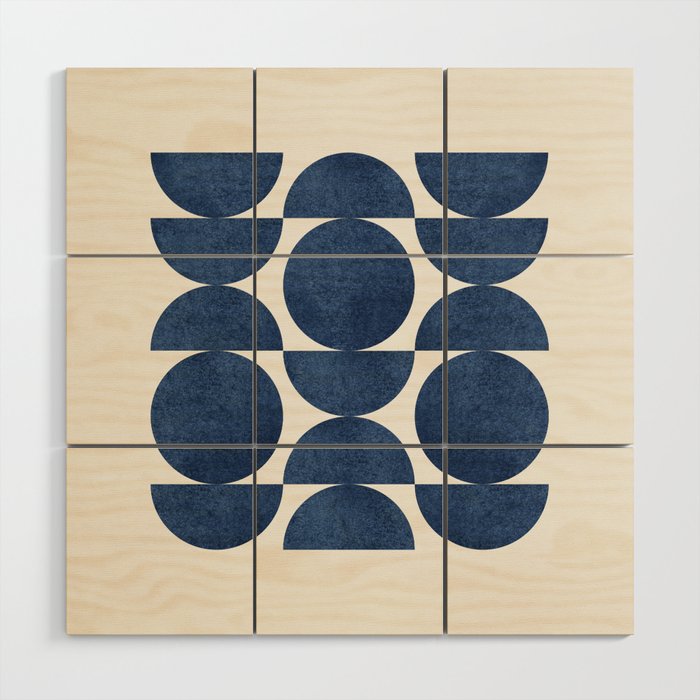 Blue Navy Retro Scandinavian Mid Century Modern Wood Wall Art