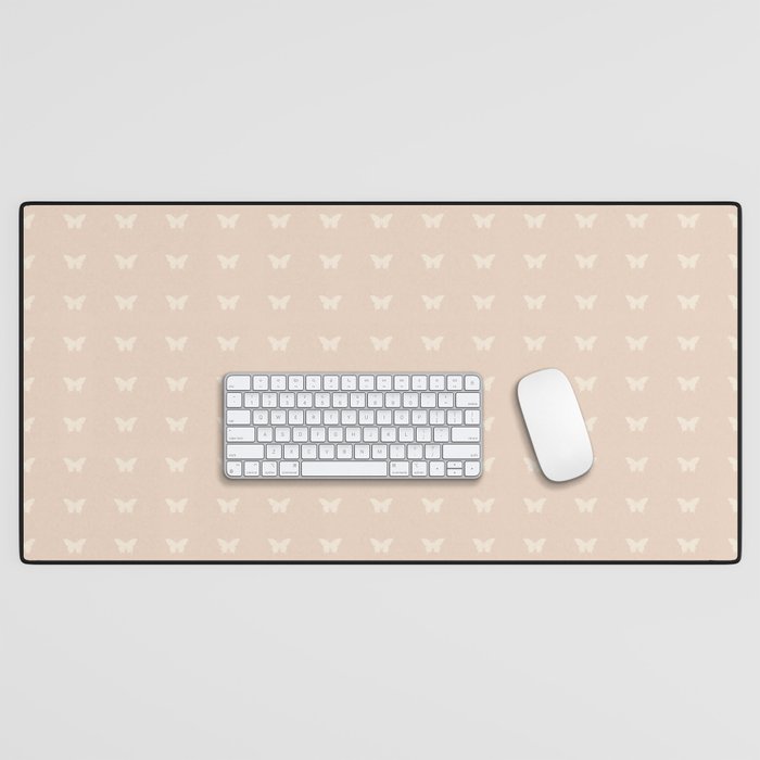 Butterfly Pattern - Neutral Pink Desk Mat