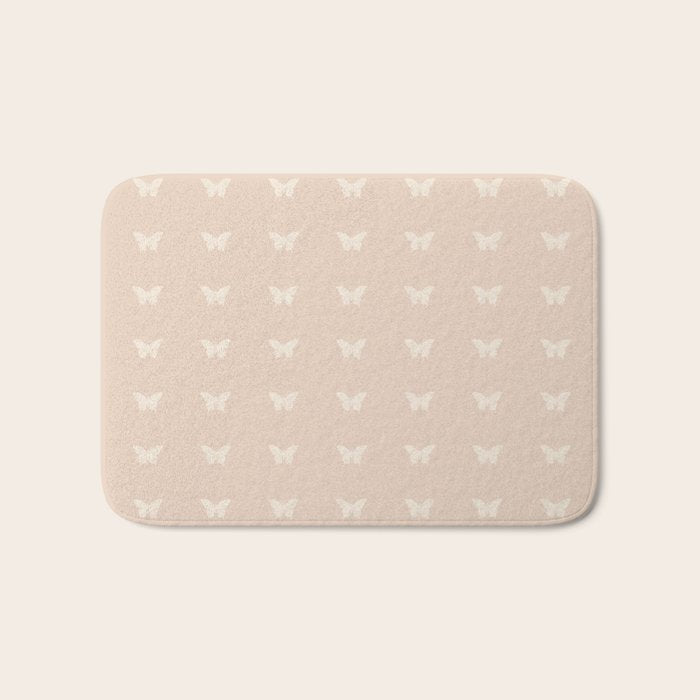 Butterfly Pattern - Neutral Pink Bath Mat