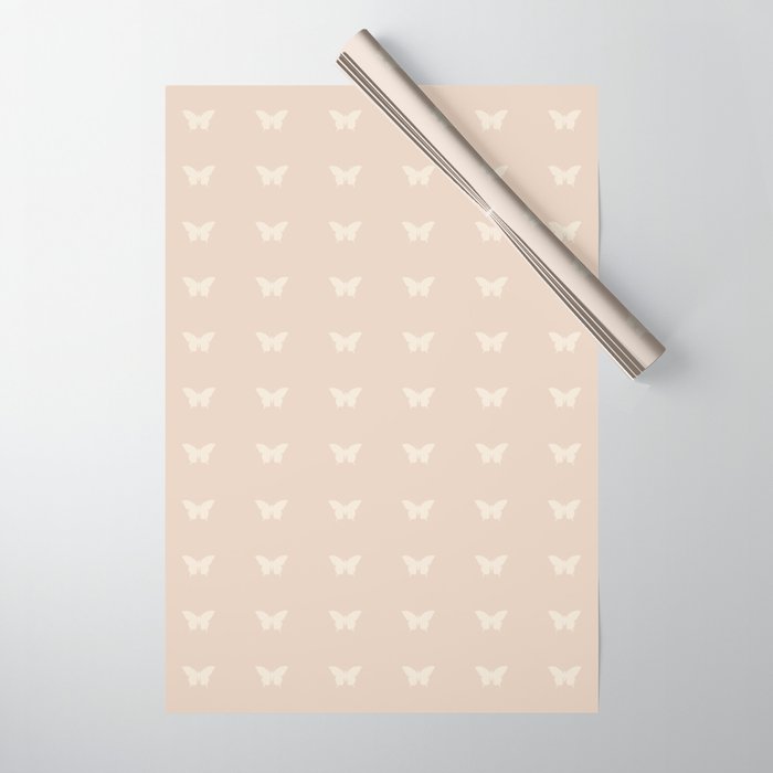 Butterfly Pattern - Neutral Pink Wrapping Paper
