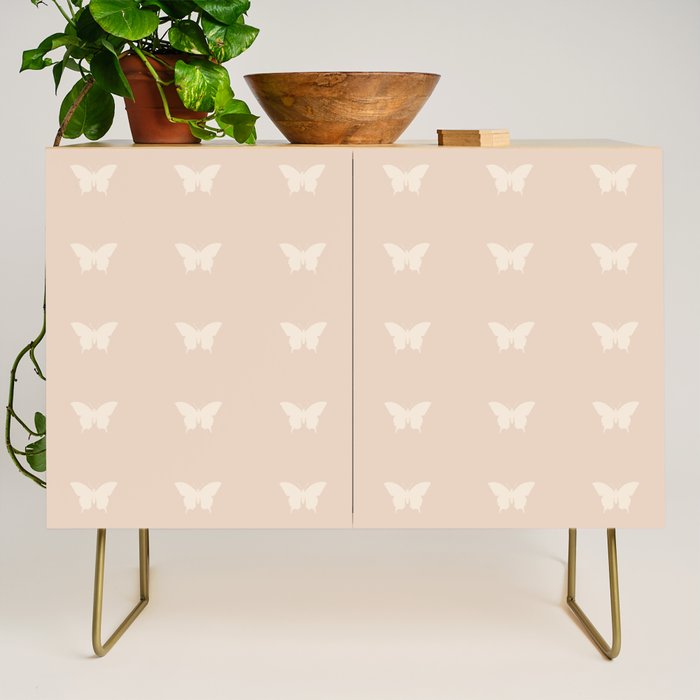 Butterfly Pattern - Neutral Pink Credenza