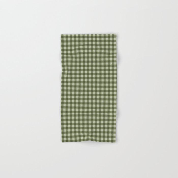 Gingham Plaid Pattern - Natural Green Bath Towel
