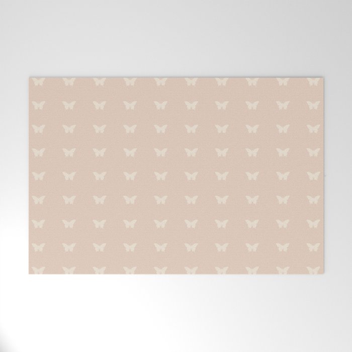 Butterfly Pattern - Neutral Pink Welcome Mat