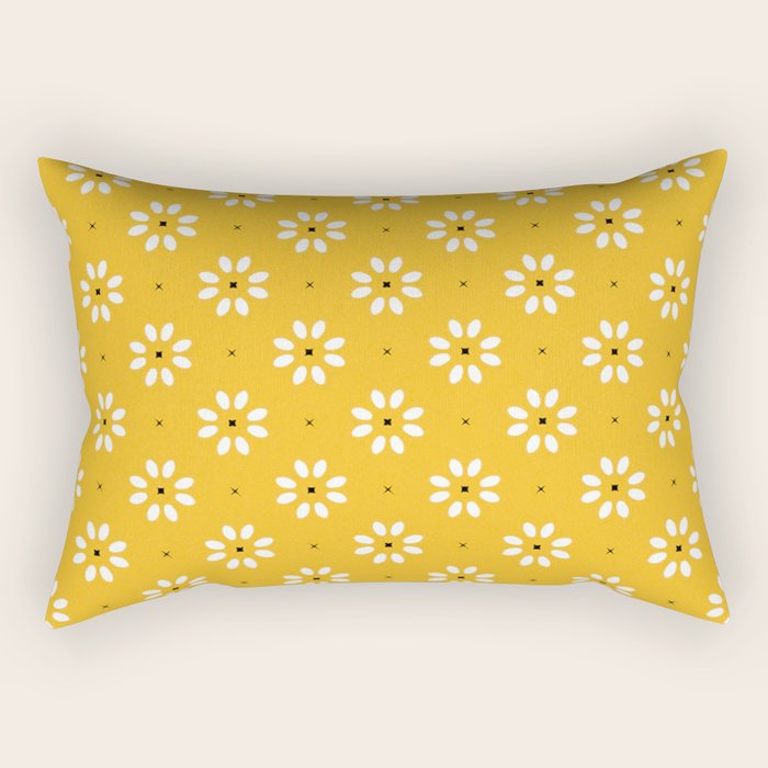 Daisy Stitch - Yellow Rectangular Pillow