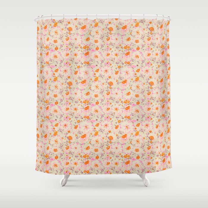 Faded Floral  - Pink / Citrus Shower Curtain