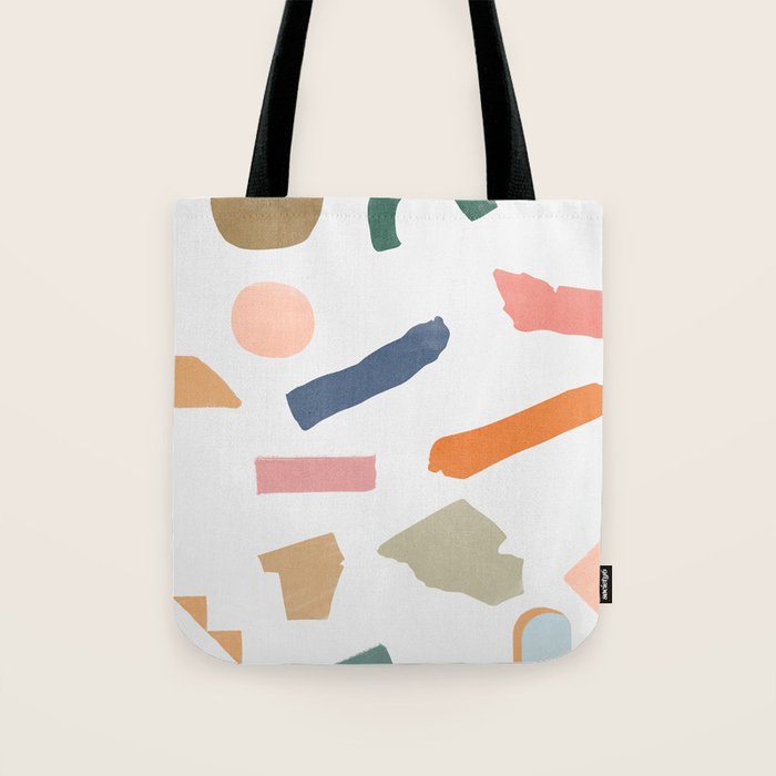 Mix Of Color Shapes Happy Artwork Tote Bag