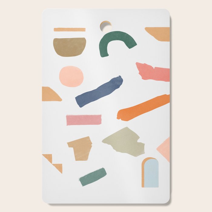 Mix Of Color Shapes Happy Artwork Cutting Board