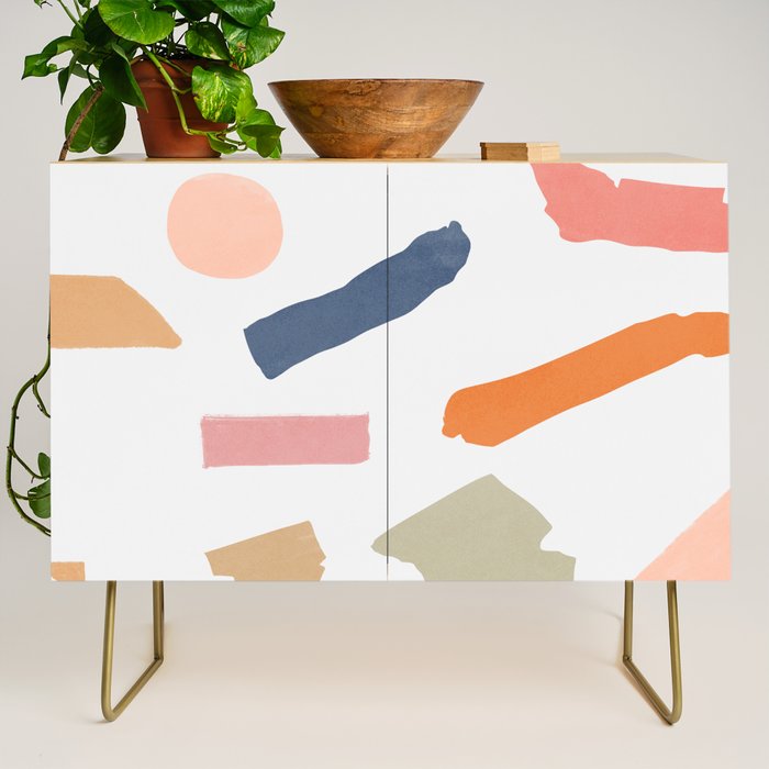 Mix Of Color Shapes Happy Artwork Credenza